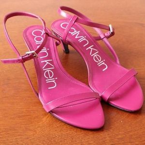 Pink strappy sandals from Calvin Klein